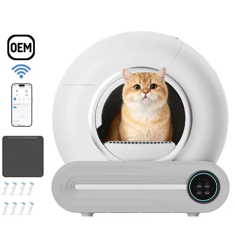 

Automatic Cat Litter Box Self Cleaning Litter Box Semi-Enclosed 65L Litter Box Cat Toilet Tray Cat Products