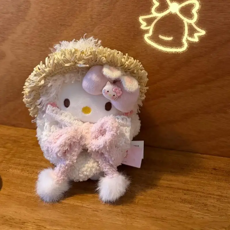 Authentic with Hangtag Hello Kitty Grass Hat Rabbit Ears Plush Filling Doll In-Vehicle Hanging Ornaments Friend's Festival Gifts