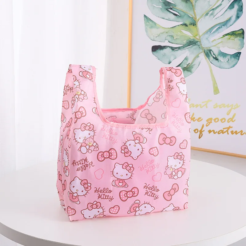 Sanrio Hello Kitty Cinnamoroll Shopping Bag piccola borsa per la spesa pieghevole in poliestere Eco Bag borsa a tracolla impermeabile per cartoni