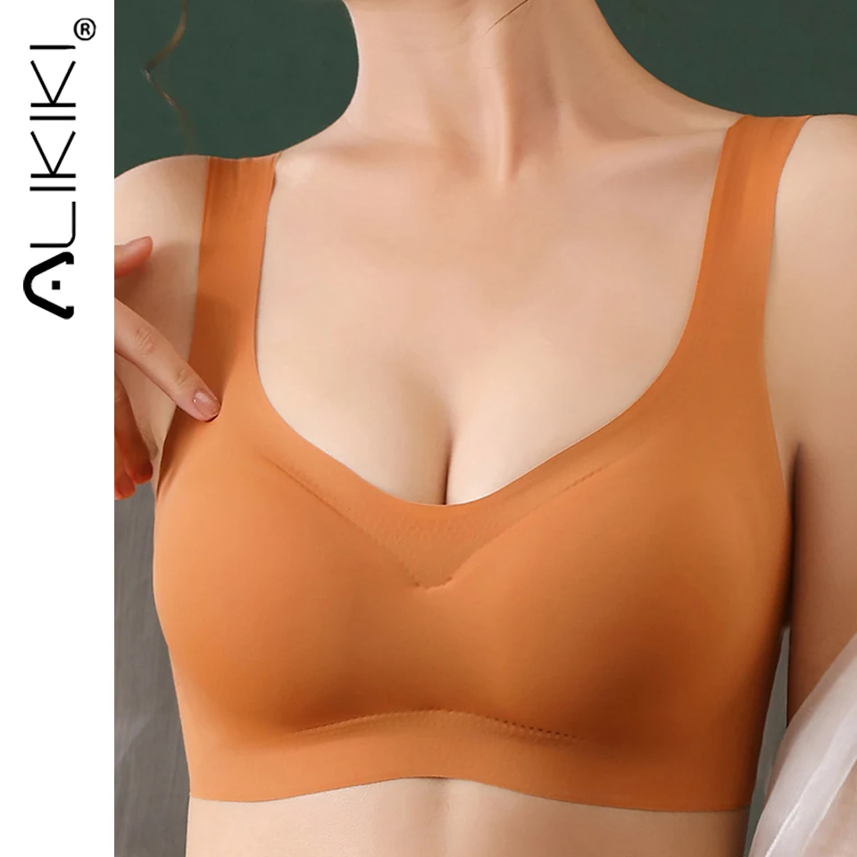 

Women Seamless Ice Silk Bra Removable Chest Pad Lifting Bralette Underwear No Steel Ring Breathable Push Up Yoga Vest Bras