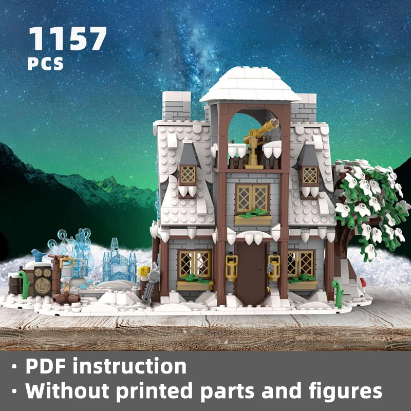 

serene ice sculpture studio bricks winter snowy north cabin blocks townhouse town house building seasonal moc holiday cottage