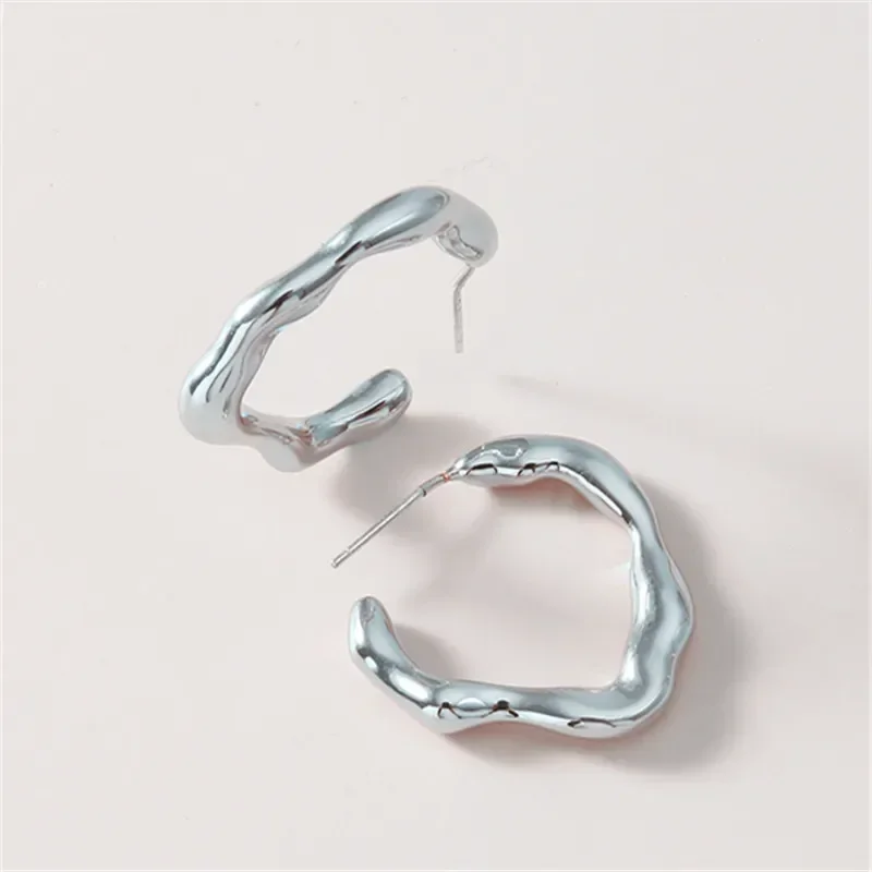   Модные серьги-кольца для женщин, ювелирные изделия, серебро 925 пробы, простые геометрические серьги с холодным ветром
