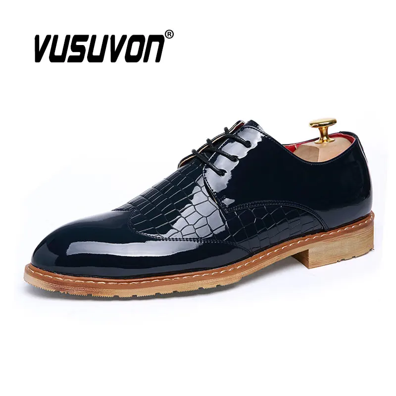 Fashion Italian Design Oxford Shoes For Men Luxury Patent Leather Wedding Loafers Pointed Toe Dress Classic Original Derby Flats