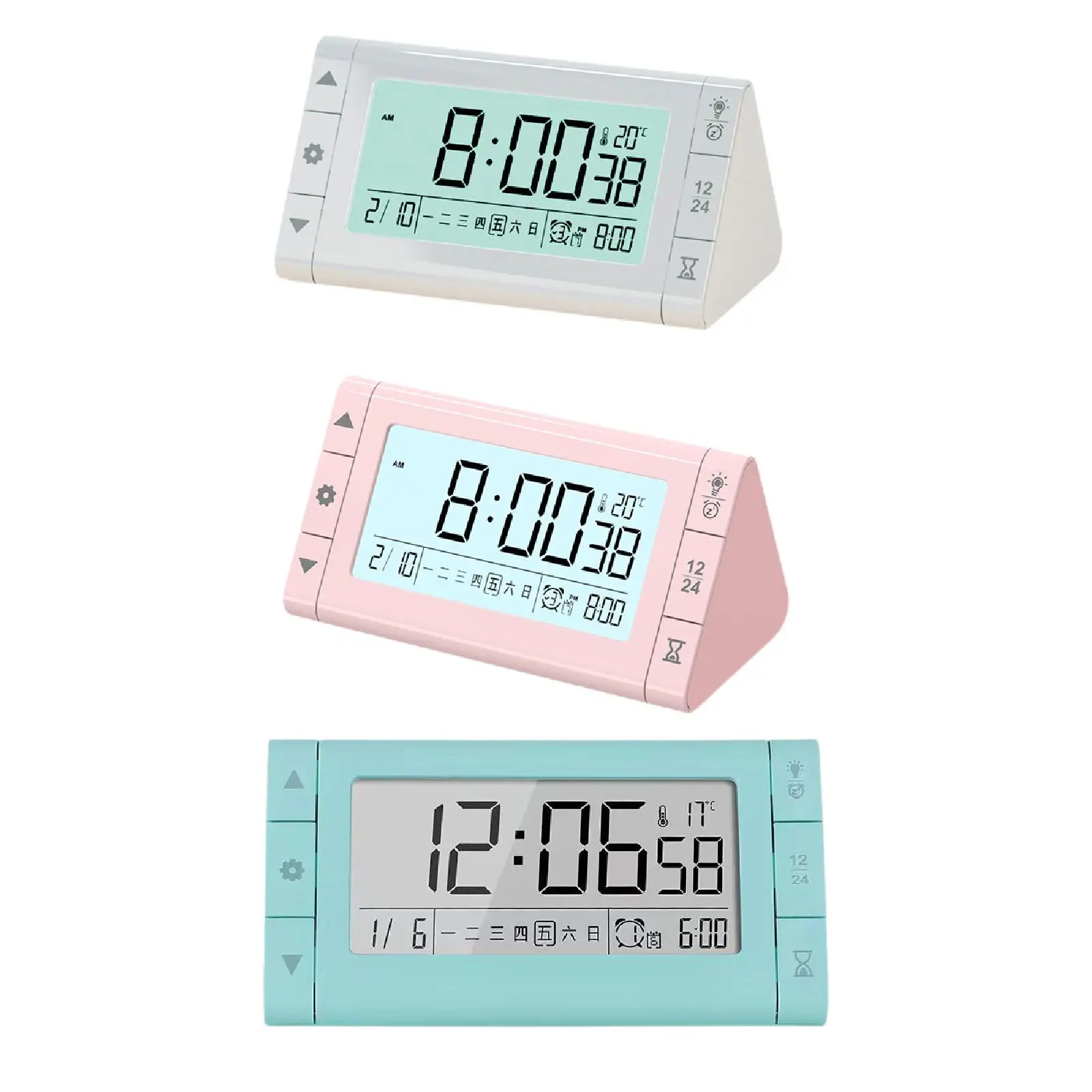 Desk Digital Clock 12/24H Display Portable Household Silent Practical Multifunction Modern Desktop Alarm Clock for Bedroom Teens