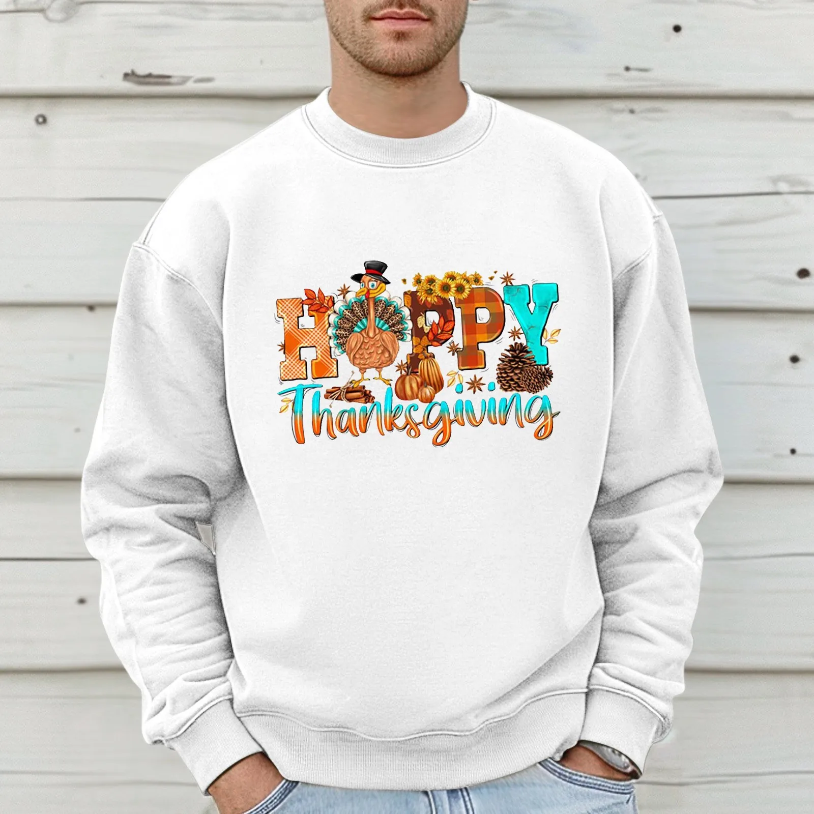 Happy Thanksgiving Dagelijkse Trend Casual Hoodies Lange Mouw Oversized Heren Sweatshirt Kalkoenen Vintage Y 2K Hoodies Met Patroon