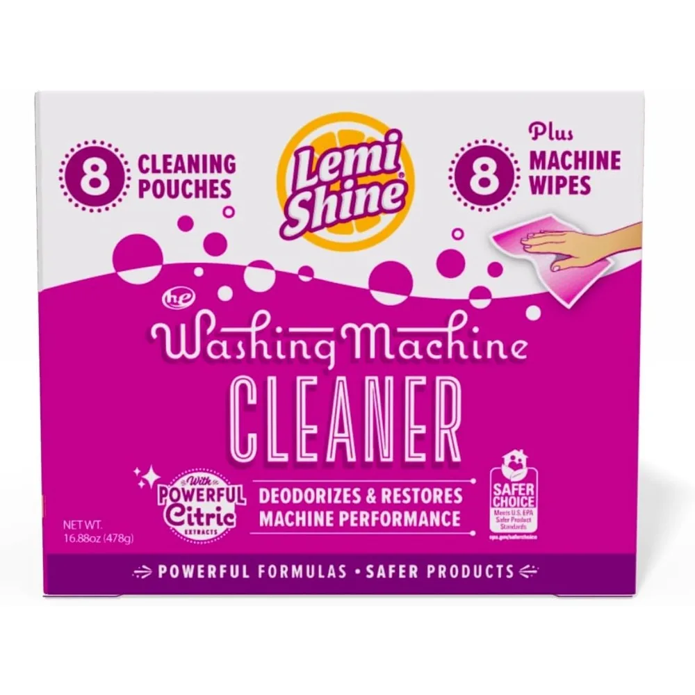 

Порошок для чистки стиральных машин от накипи с лимонной кислотой плюс салфетки, 8 штук в упаковке