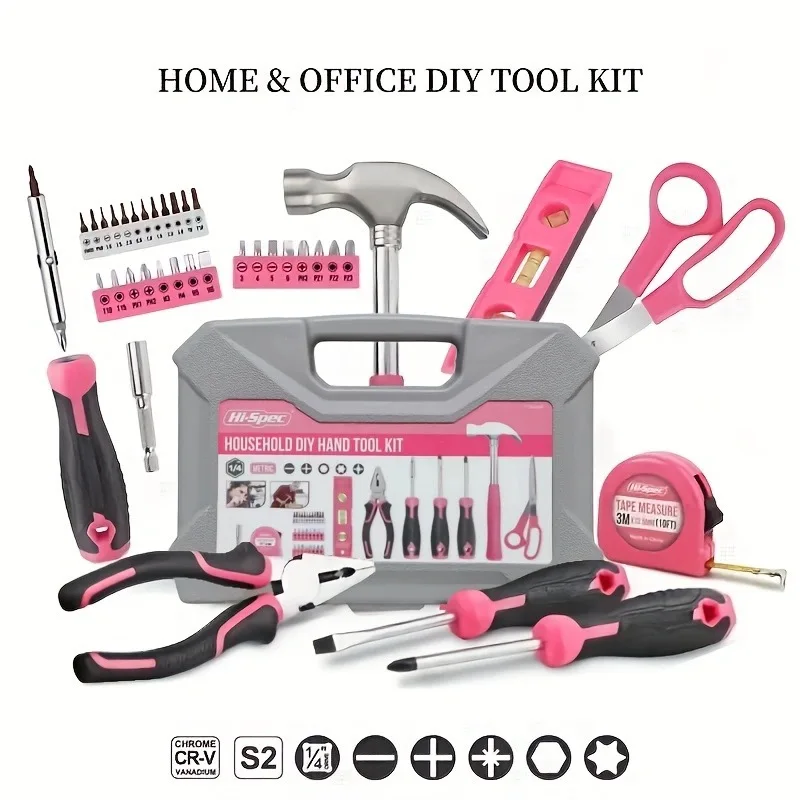 

42 pieces of 21 inch X 11 inch pink set, DIY tool kit, daily decoration and maintenance essentials, creative gift for women