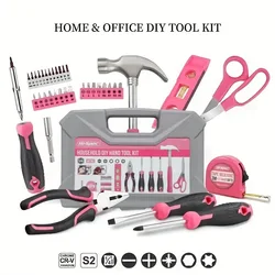 Kit d'outils de bricolage pour femme, décoration quotidienne, essentiel d'entretien, cadeau créatif, ensemble rose, 42 pièces, 21 po x 11 po