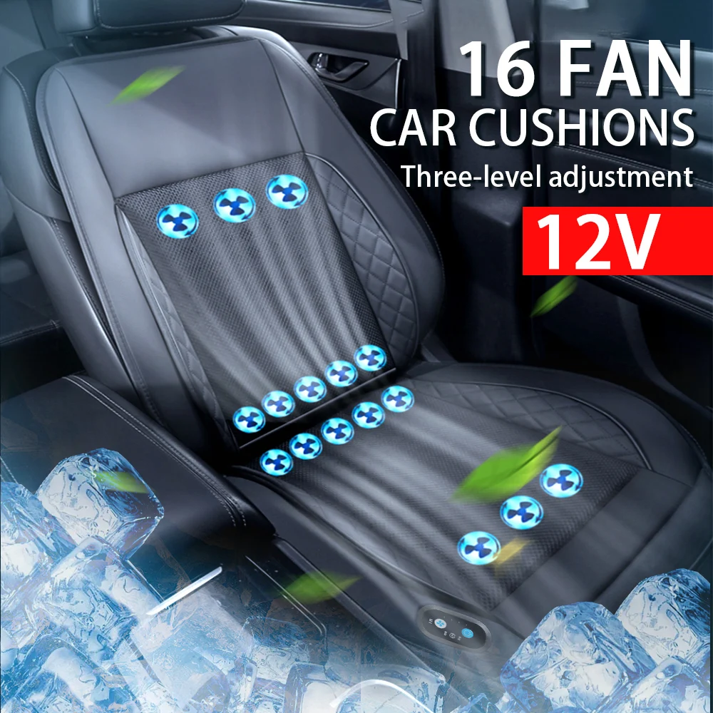 

12V Universal Summer Car Ventilation Seat Cushion With 16Fan Ventilation Cooling Seat Cushion For Truck SUV Computer Chair