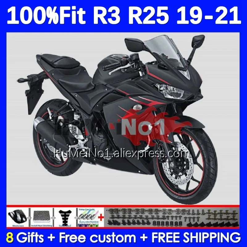 Injection For YAMAHA YZF-R3 Matte black YZFR25 YZF-R25 R 3 25 374No.22 YZFR3 YZF R3 R25 19 20 21 22 2019 2020 2021 2022 Fairing