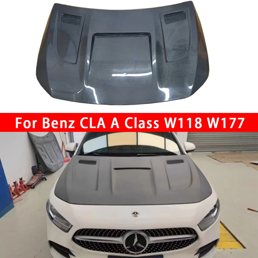 For Mercedes Benz CLA  A Class W117 W118 A45 CLA45 Carbon Fiber Hood Engine Cover Hood Car Headliner Hood Cover 2019+ body kit