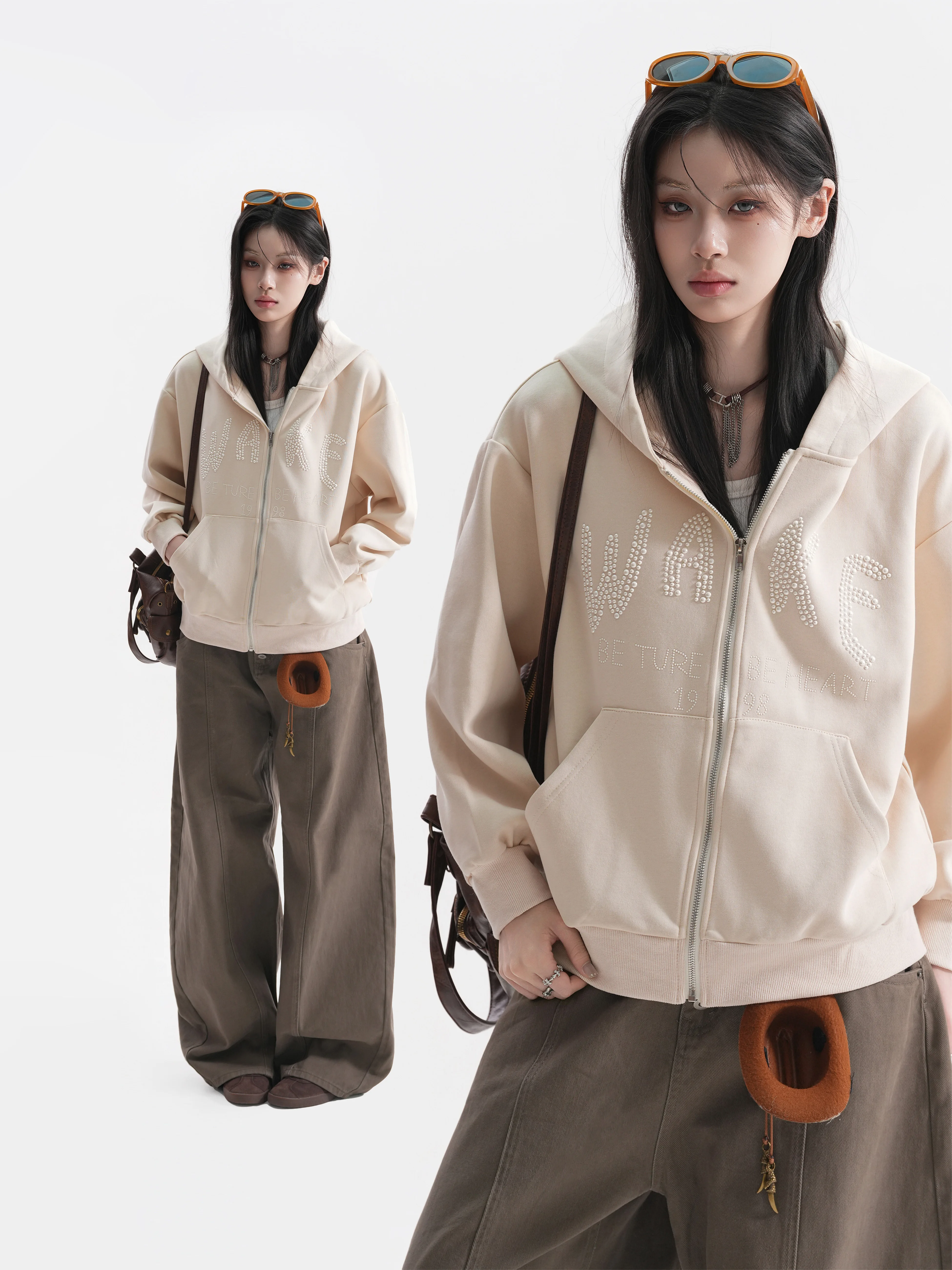 Loose Short Hoodie Women's Style Korean Lazy Fashion Letter Rivet Short Coat Casual Comfortable Breathable Moisture Wicking