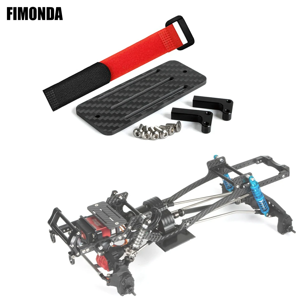 Carbon Fiber Battery Tray ESC Receiver Mount for 1/10 RC Crawler Cheater Rigs Fimonda LCG Chassis Lower Center of Gravity Rails