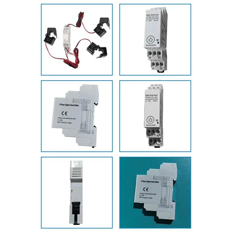 Contatore di energia trifase Zigbee 100-240V App mobile Telecomando Contatore di energia su guida multifunzionale per uso domestico