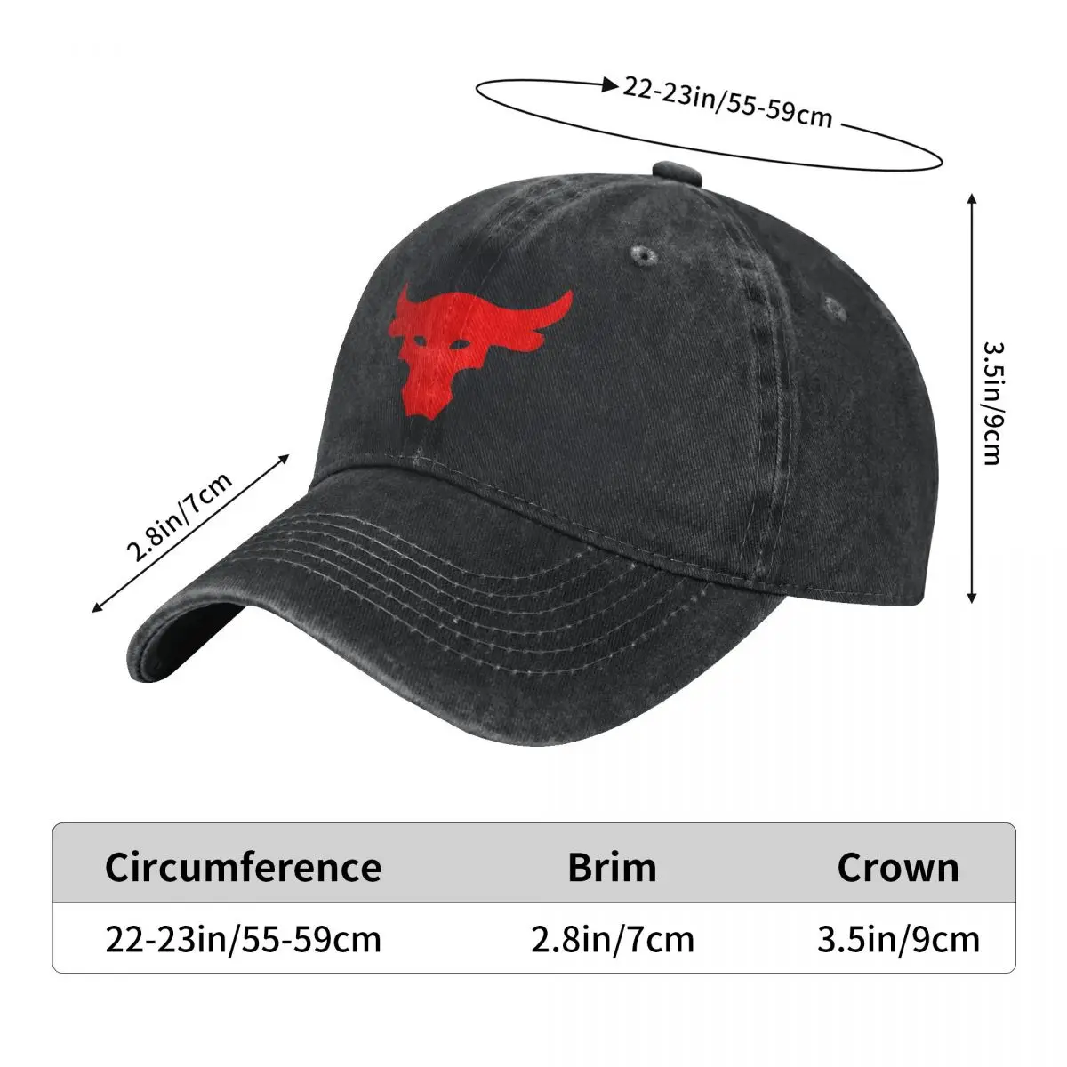 Brahma Bull The Rock Project Gym Denim Baseball Cap Red Logo Outdoor Sun Trucker Hat Summer Men Sun protection Snapback Cap