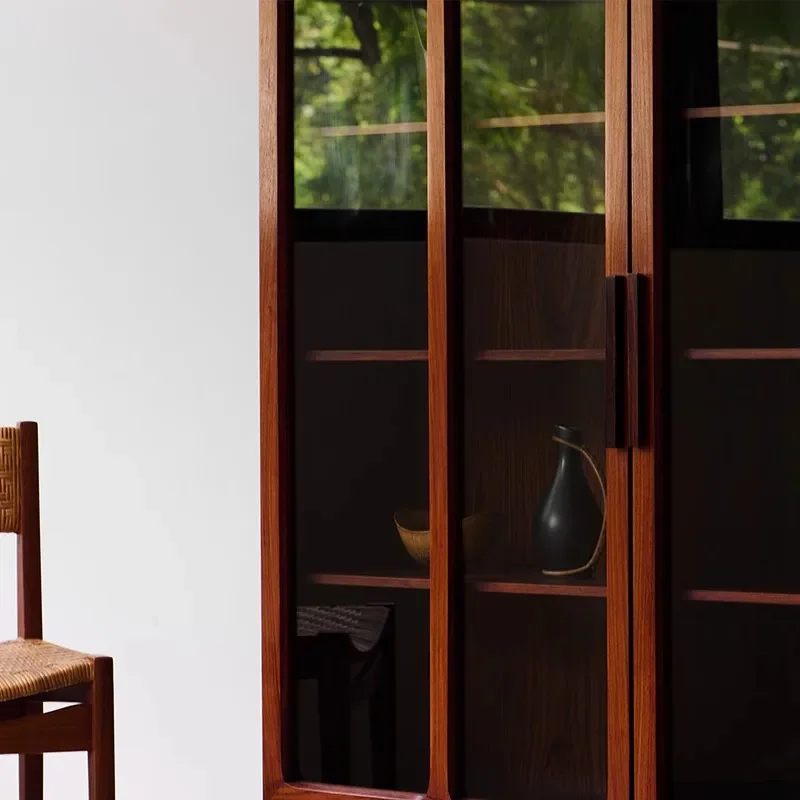 Retro Modern Design Bookcase Cherrywood Storage Locker Tableware Furniture Solid Wood Sideboard