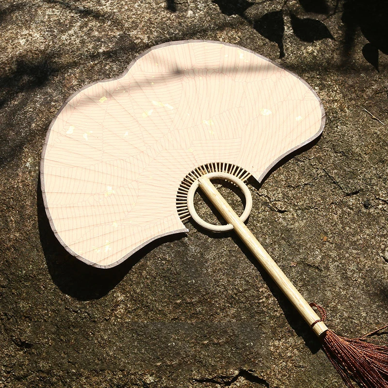 Hand Ginkgo Round Fan Paper Diy Folding Fan Bamboo Wedding Painting Diyfans Party Decor Art Craft Chinese Dance Fan