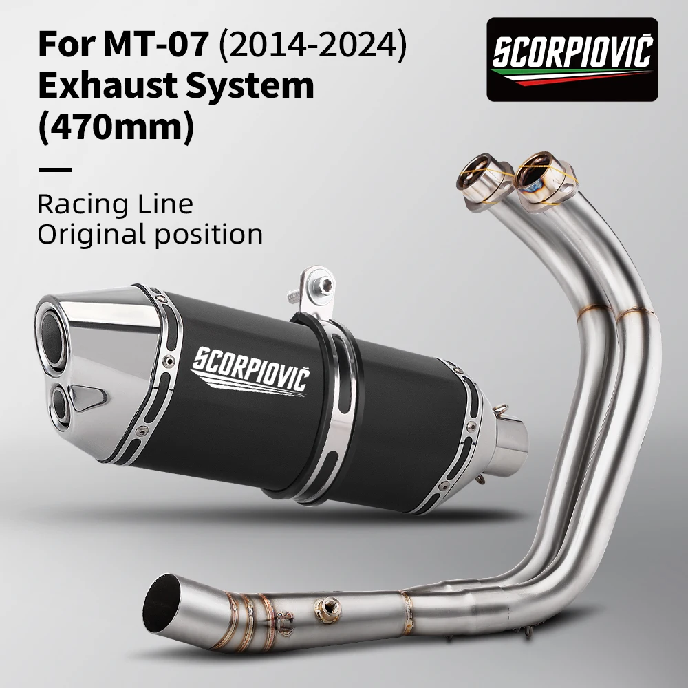 

Motorcycle Full Exhaust System with AK Muffler Pipe For MT07 FZ07 MT-07 FZ-07 MT 07 XSR700 2014 - 2024