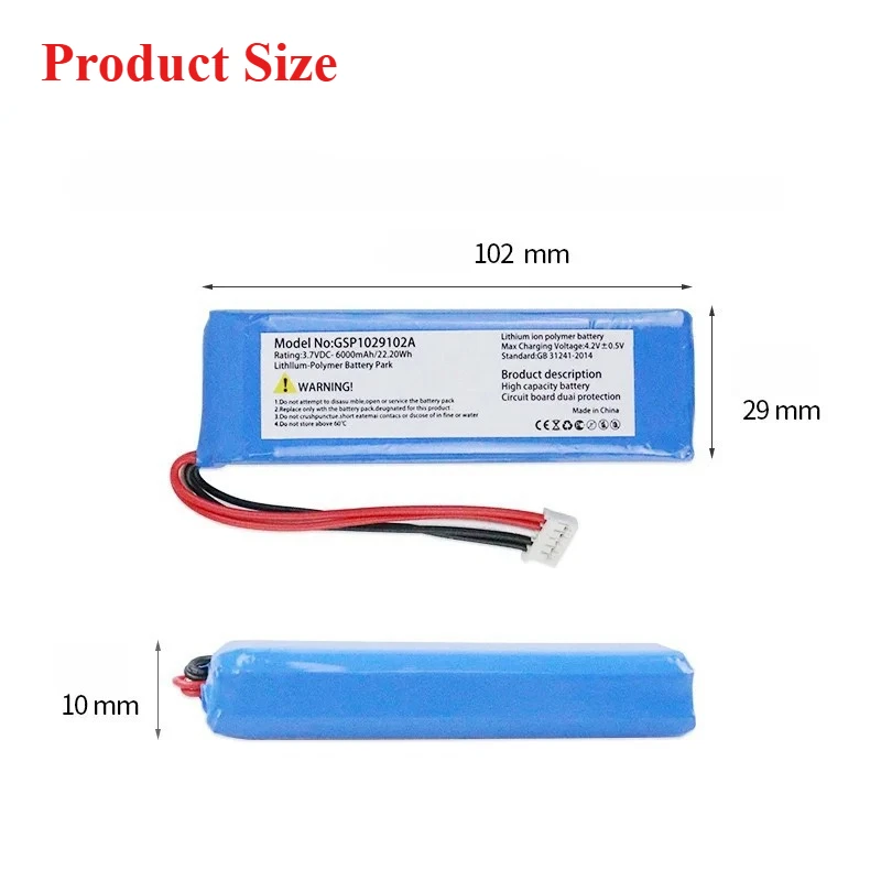 Oryginalna bateria 3,7 V 6000 mAh do baterii JBL Charge 3 GSP1029102A — zdjęcie produktu 6