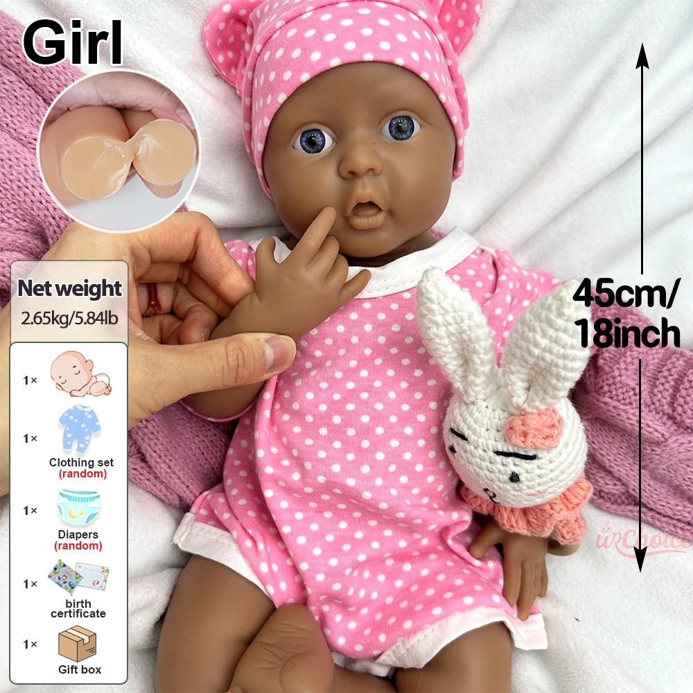 45 سم سمينة فتاة حية السيليكون تولد من جديد طفل اليدوي الناعمة مقاومة للماء دمية حديثة الولادة فيلم الدعاية لجمع الفنان هدية