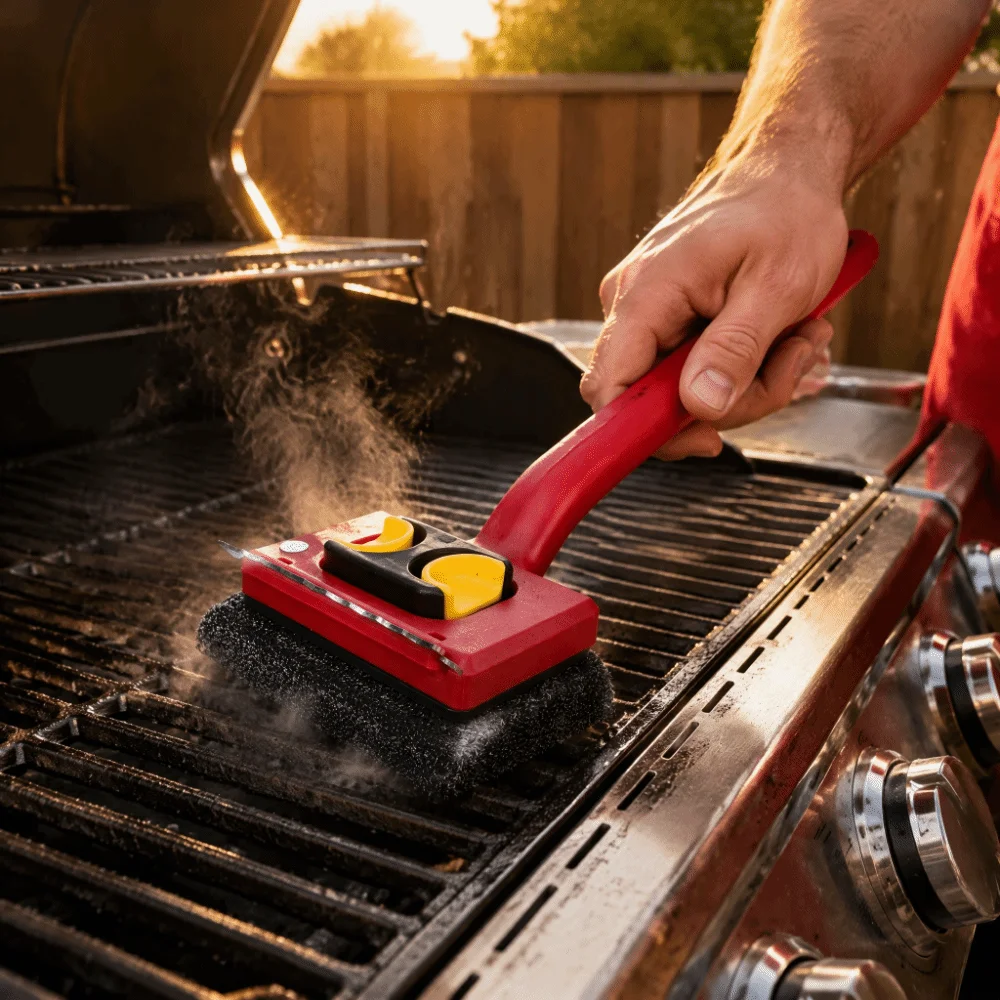 Safe Removable Head Bristleless Brush Detachable Scrub Heads Durable BBQ Grill Scraper Cleaning Tool Hiking