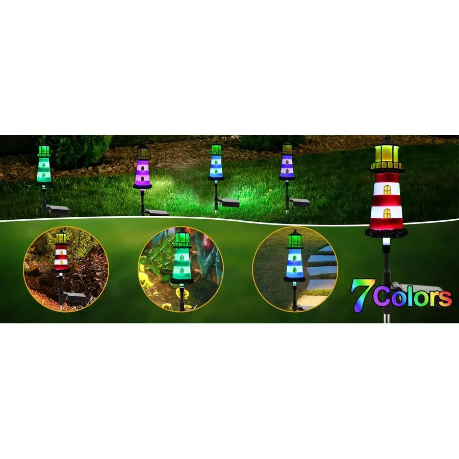 Powered Waterproof Garden Lights 4 Pack Lighthouse Design for Outdoor Garden Lighting, Backyard Decorations amp DIY Backyard Pat