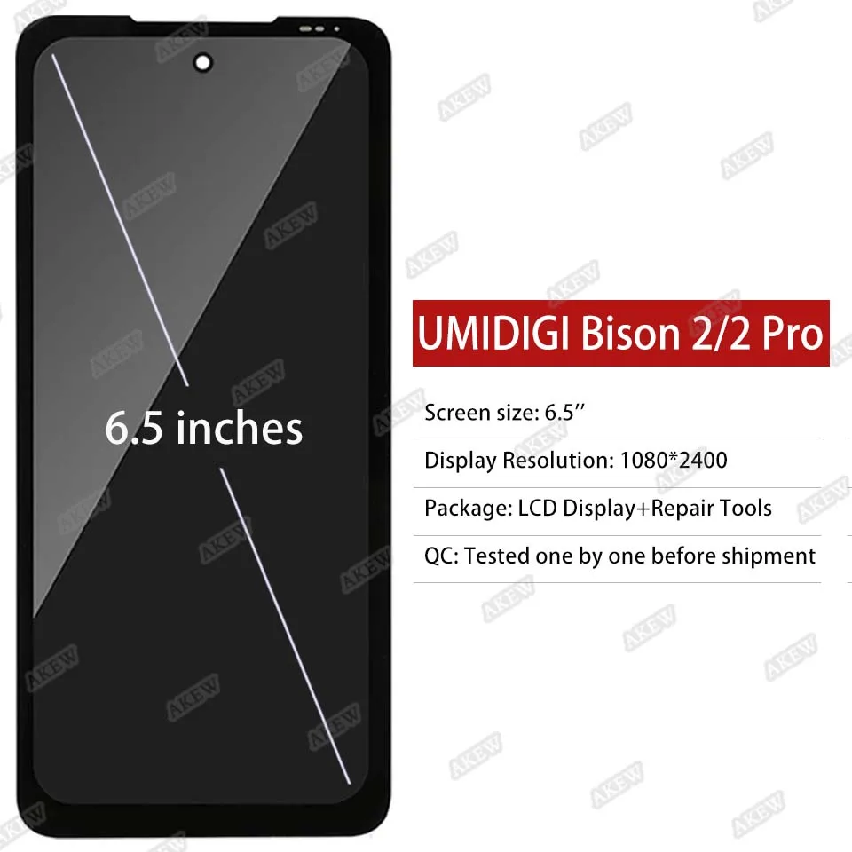 AKEW 오리지널 LCD 디스플레이, UMIDIGI Bison 2 Pro, Umidigi Bison 2 터치 스크린, Umi Bison2 디지타이저 어셈블리 교체, 6.5 인치