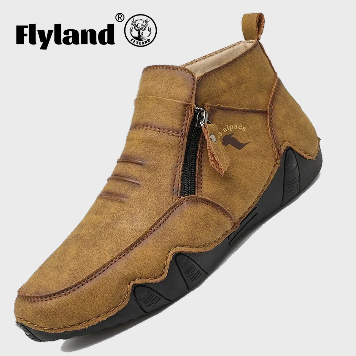 

FLYLAND Vintage Classic Handmade Breathable Casual Shoes High Quality Outdoor Comfortable Lightweight Boots Ankle boots for men