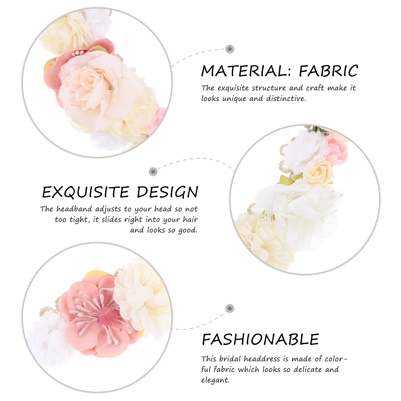 

Flower Headband Bright Color Hair Women Hoop Hay Artificial Bridal Eye-catching