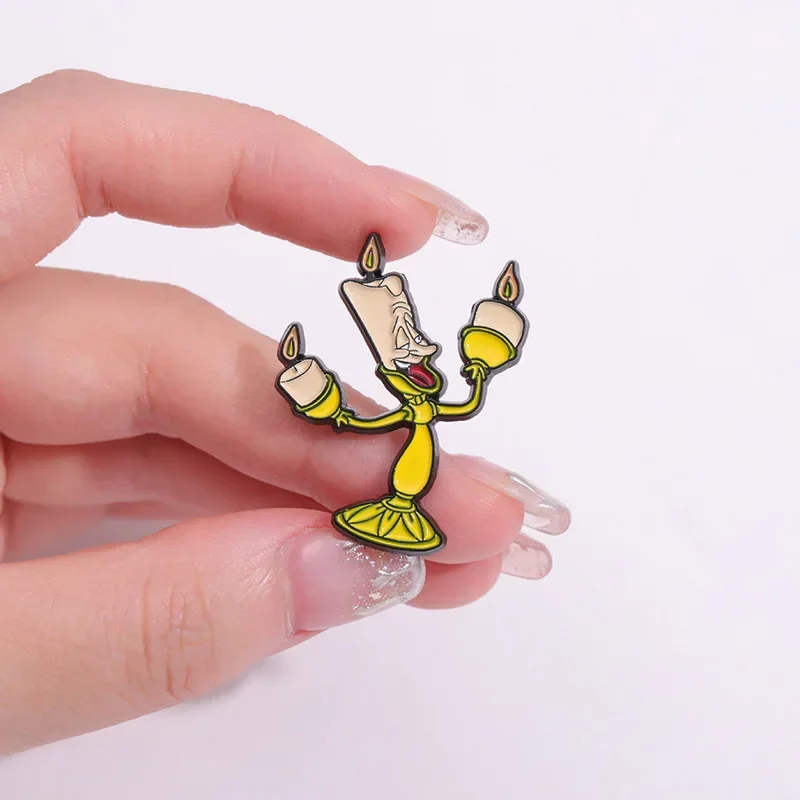 Beauty and The Beast Cartoon Movie Lumiere Enamel Pins for Backpack Bag Clothing Gifts for Fans Collection