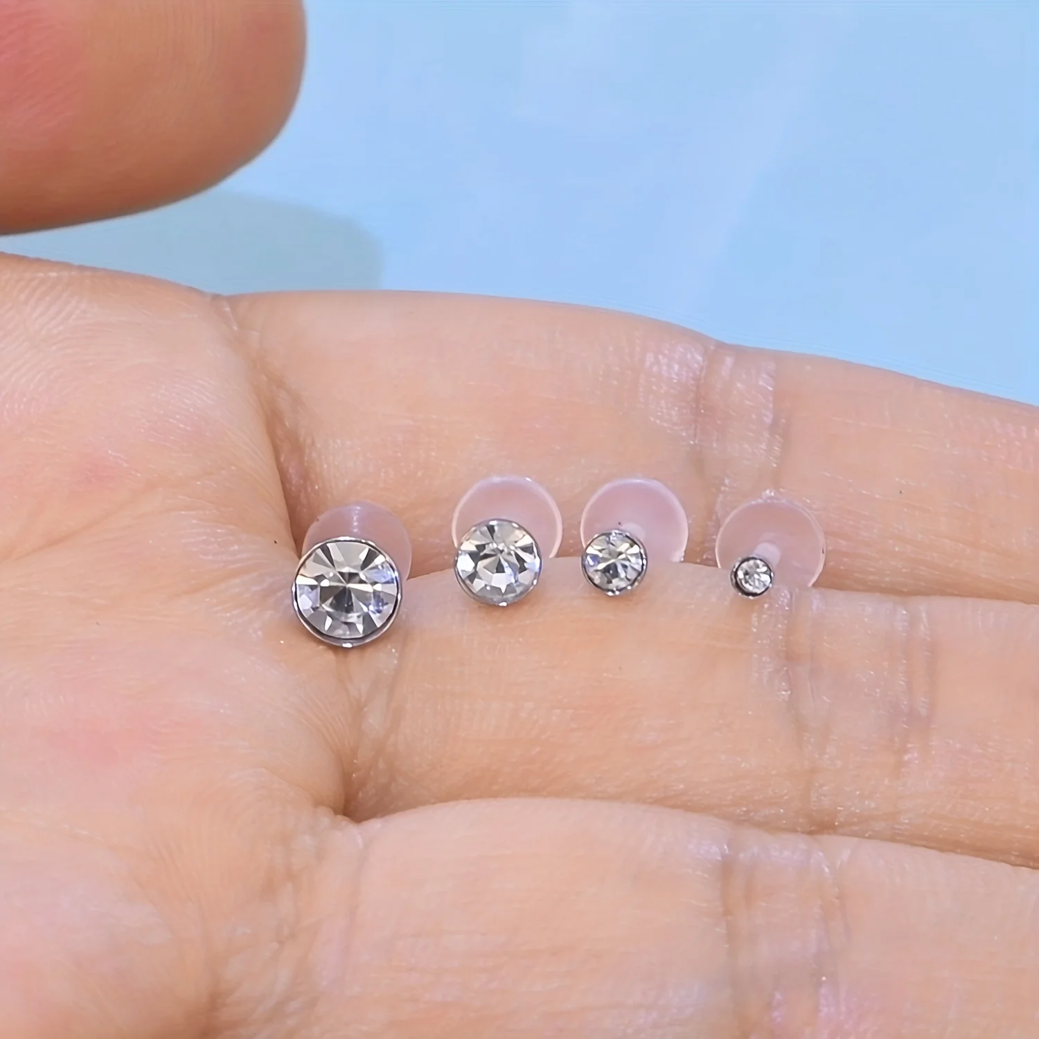 2PCS Rhinestone Plastic Clear Lip Studs 2/3/4/5mm Zircon Tragus Helix Stud Earrings Body Piercing Jewelry For Woman and Man