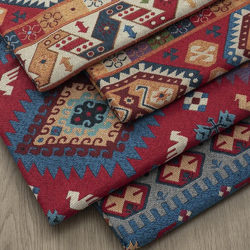 

100/200X148m Ethnic Jacquard Fabric Cloth Chinese Style for Sofa Cover Pillow DIY Hometextile Curtain Tablecloth Decoration