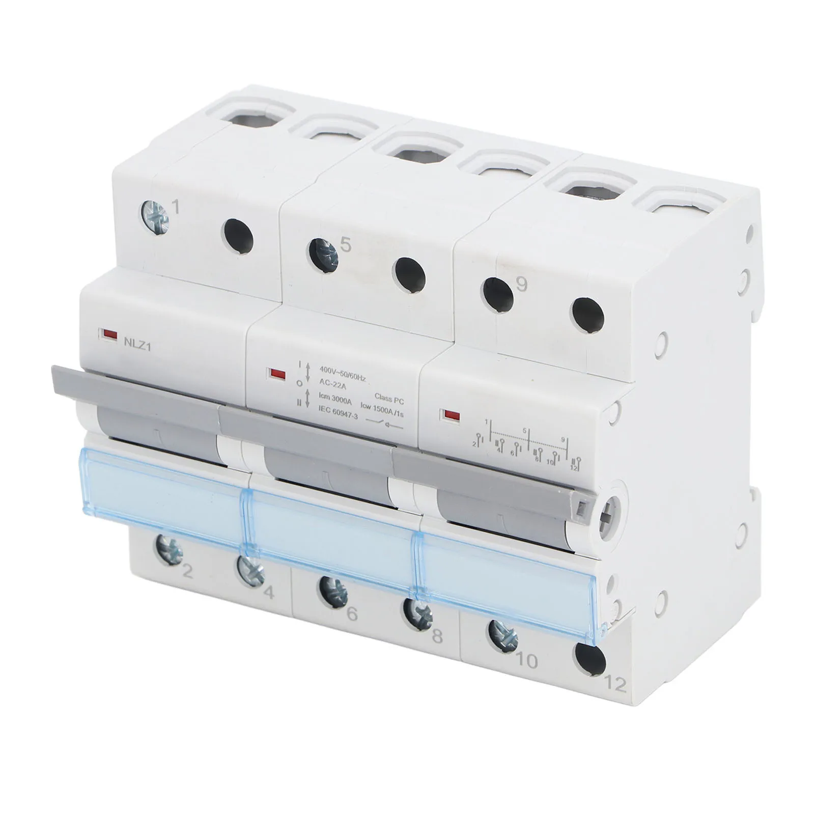 400VAC Dual Power Manual Transfer Switch 35mm DIN Rail Mount Single Side Interlock Circuit Breaker 3P MTS