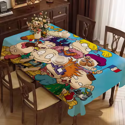 Cartoon Funny R-Rugrats Tablecloth Birthday Party Wedding Christmas Table Cover Wipe Desk Cloth Decor Covers Rectangle