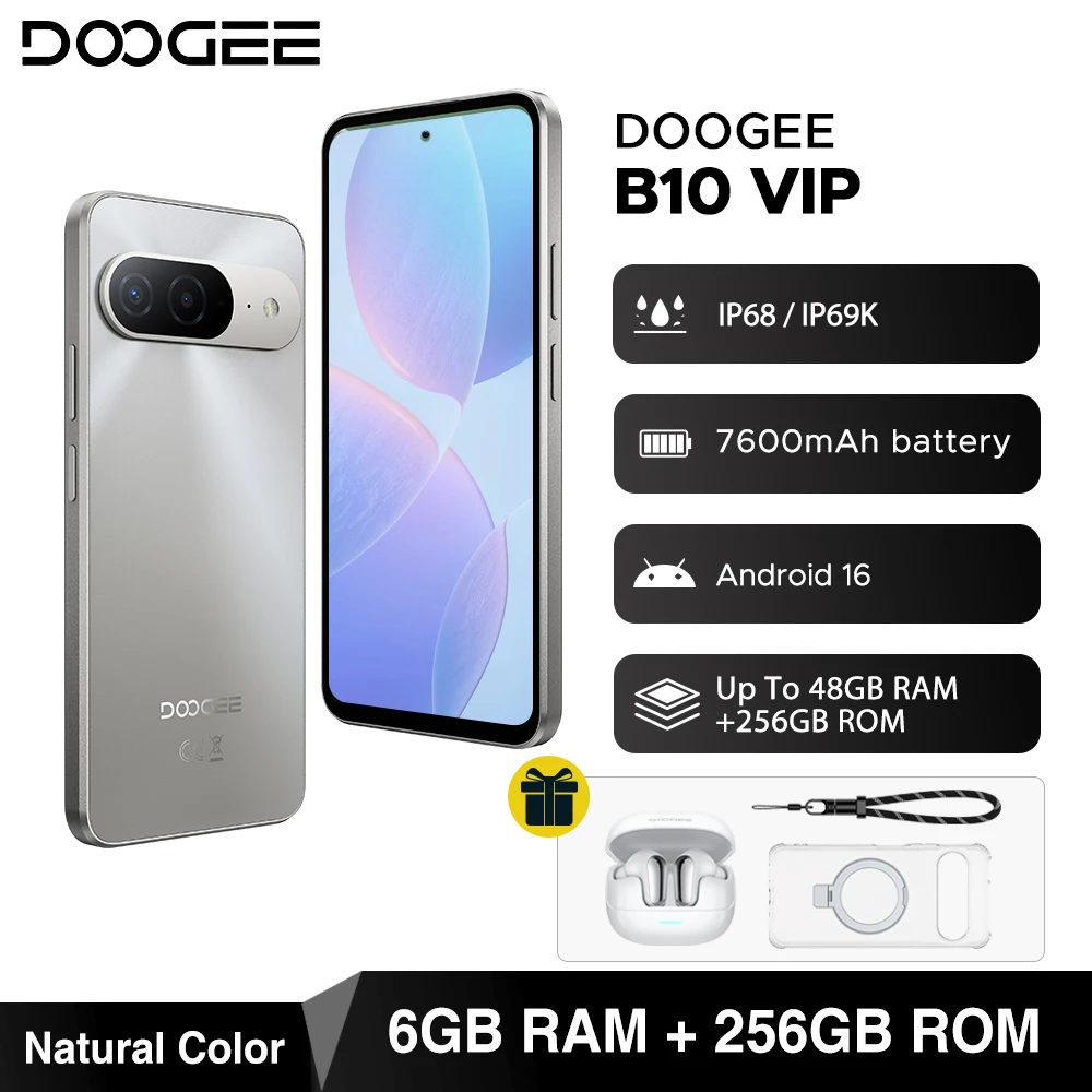 World Premiere DOOGEE B10 Smartphone 7600mAh Battery 6GB 256GB 6.6'' Display 64MP AI Camera Gemini AI Android 16 Mobile Phone image 3