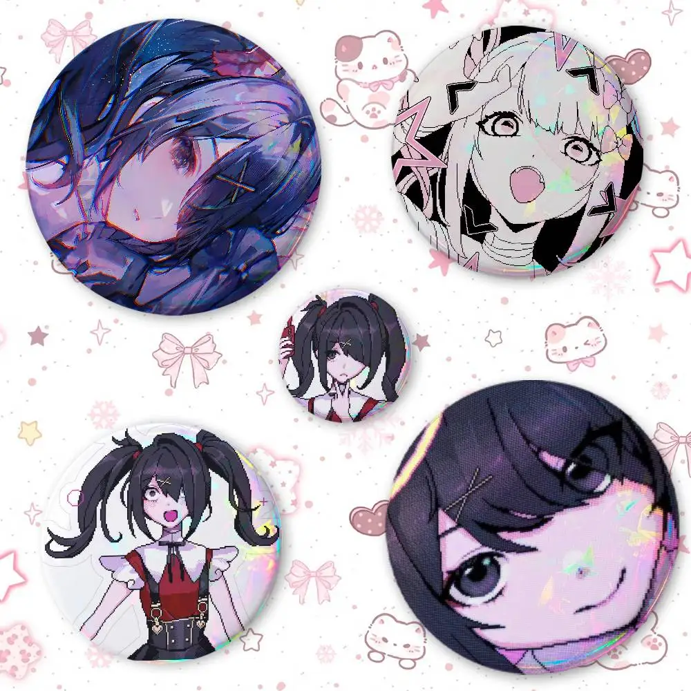 A-ame C-chan Creative Round Button Pins Badge Set Cartoon Anime Movie Music Pattern Brooches For Bags Jackets