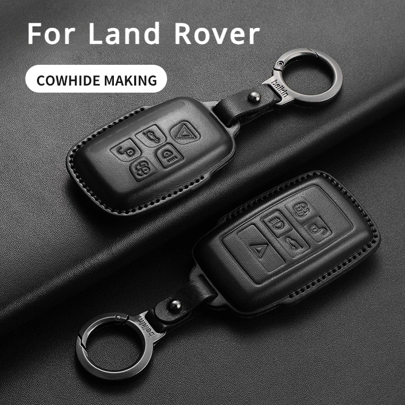 

Leather Car Remote Key Case For Land Rover Range Rover Sport Evoque Freelander Velar Discovery 4 Auto Key Shell Fob Keychain