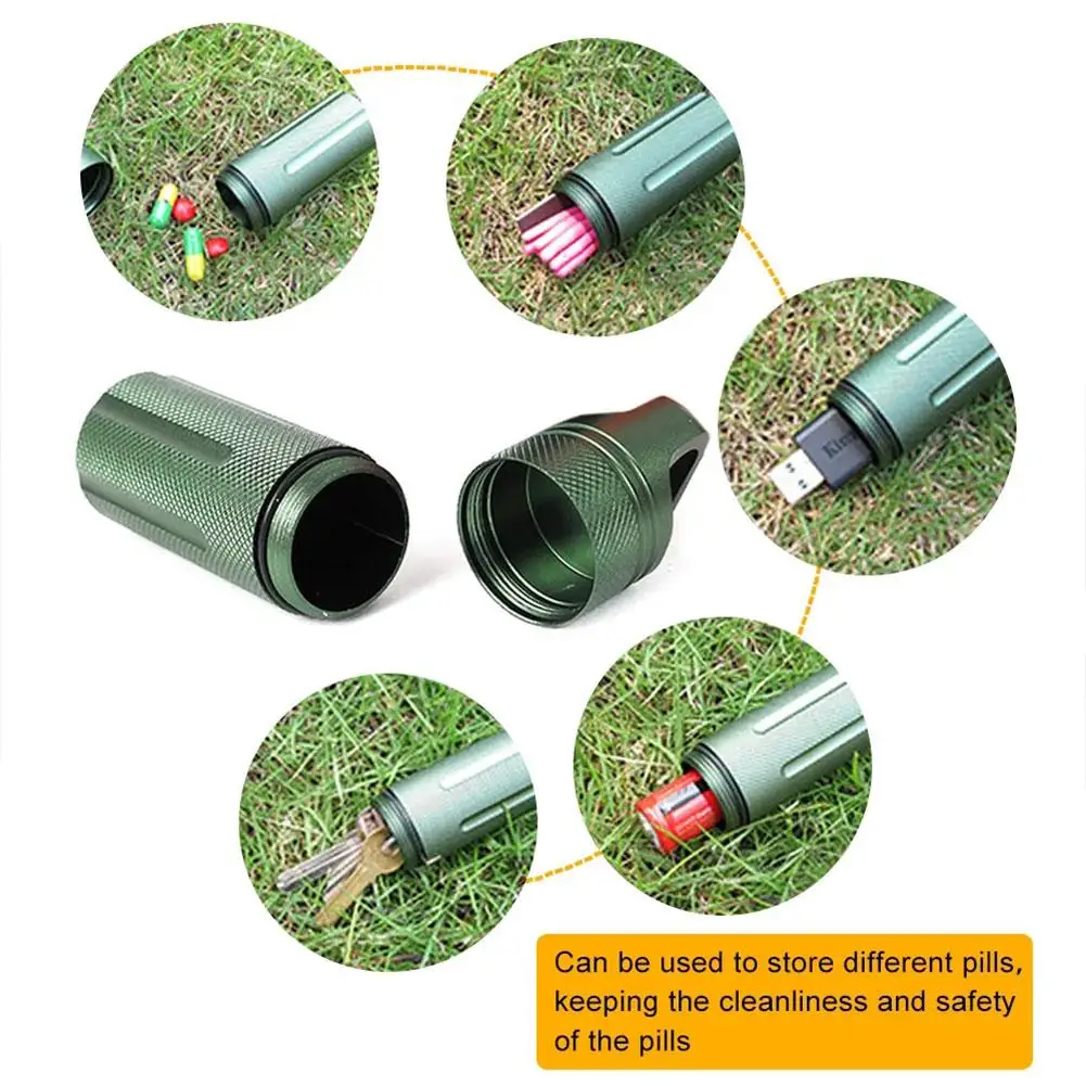 Portable Aluminum Alloy Airtight Pill Container Bottle Outdoor Case Waterproof Capsule Box Holder Single Medicine EDC Chamb H3V0