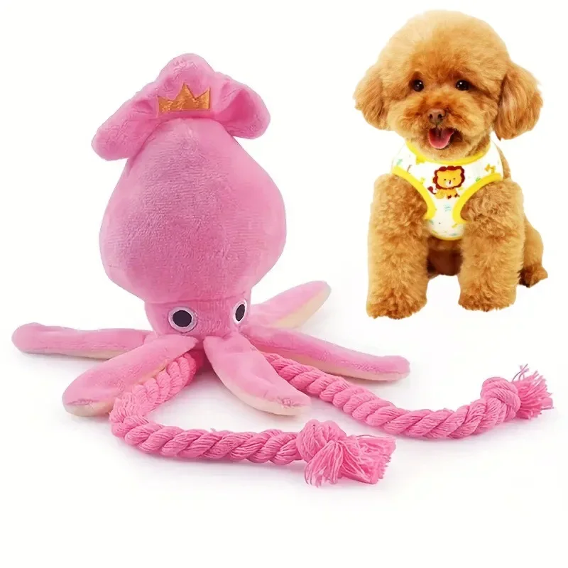 

Octopus Shaped Pet Dog Plush Toys for Small Large Dogs Cats Squeaky Toy with Rope Interactive Plaything Puppy Training Chew Toys