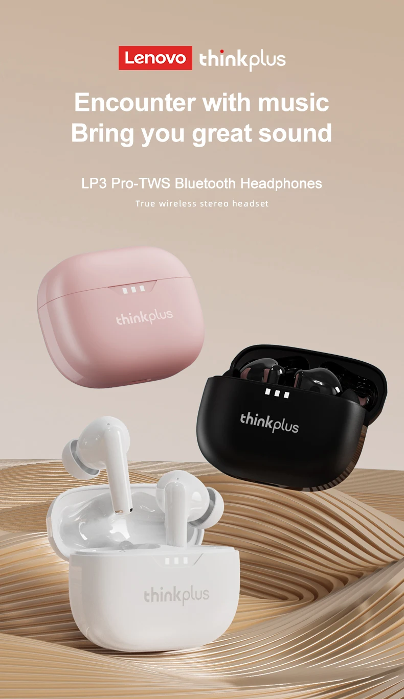Original Lenovo LP3 Pro Earphones Wireless Bluetooth 5.3 Headphones Lp3pro HIFI Sound Noise Reduction Low Latency Sports Earbuds