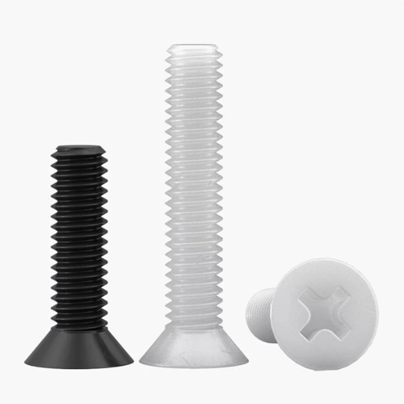 1000pcs M3 Cross countersunk head nylon screw M3*6/8/10/12/15/20mm Plastic Flat head screw bolts with Nylon Hex Nut