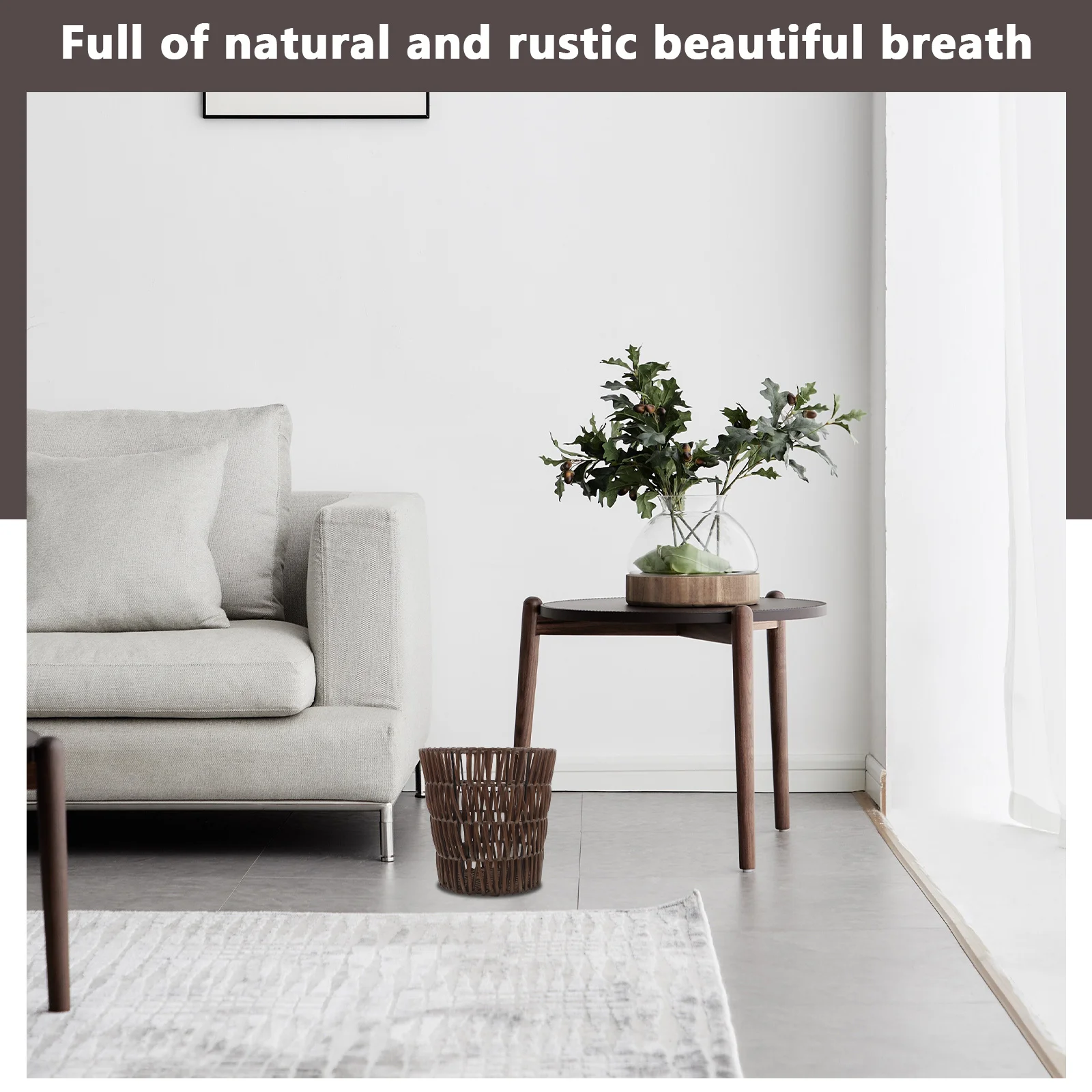 

Woven Small Laundry Basket For Home Storage Living Room Trash Bin Kitchen Sundries Organizer Woven Waste Basket