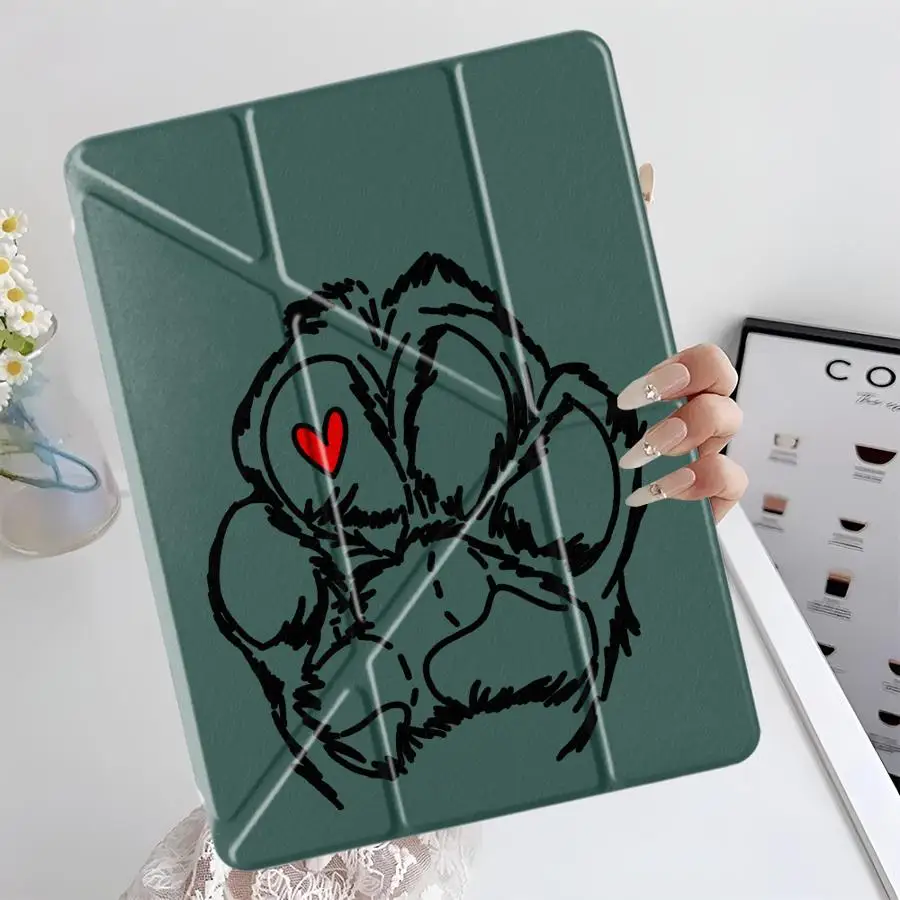 

Cute Pet Paw Prints Tablet Case For iPad Air 4 5 M3 M2 1 2 M4 11inch Pro 2025 Pro 11th 10th 9th 8th 7th 12.9inch Mini 6 7 Y-Fold
