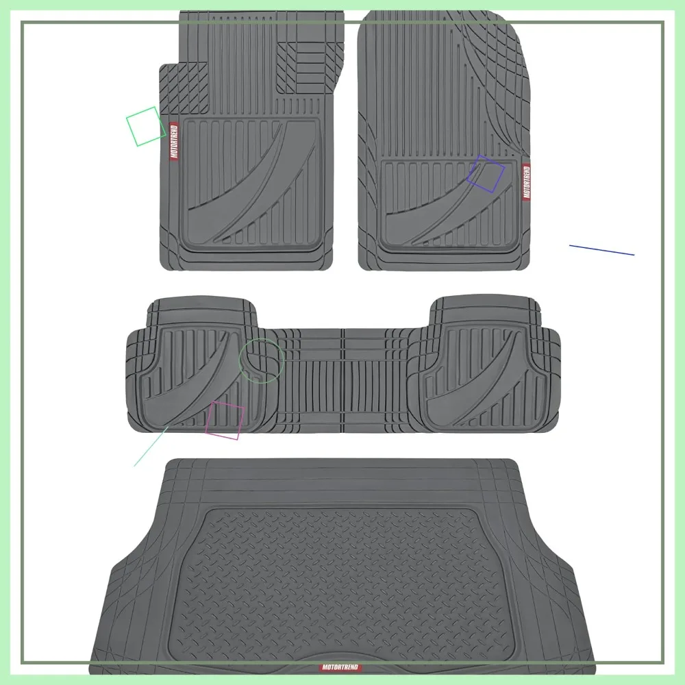 

Universal Heavy Duty Rubber Car Floor Mats All Weather SUV Full Set Trim to Fit Interior Accessories