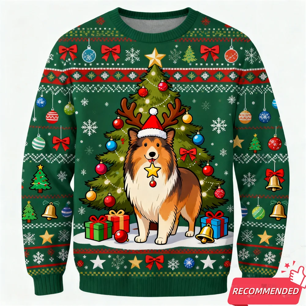 عيد الميلاد رجل سترة المرأة موضة مضحك البلوز ثلاثية الأبعاد كلاب أليفة طباعة للجنسين البلوز Harajuku سترة مضحكة غير رسمية Y2k القمم