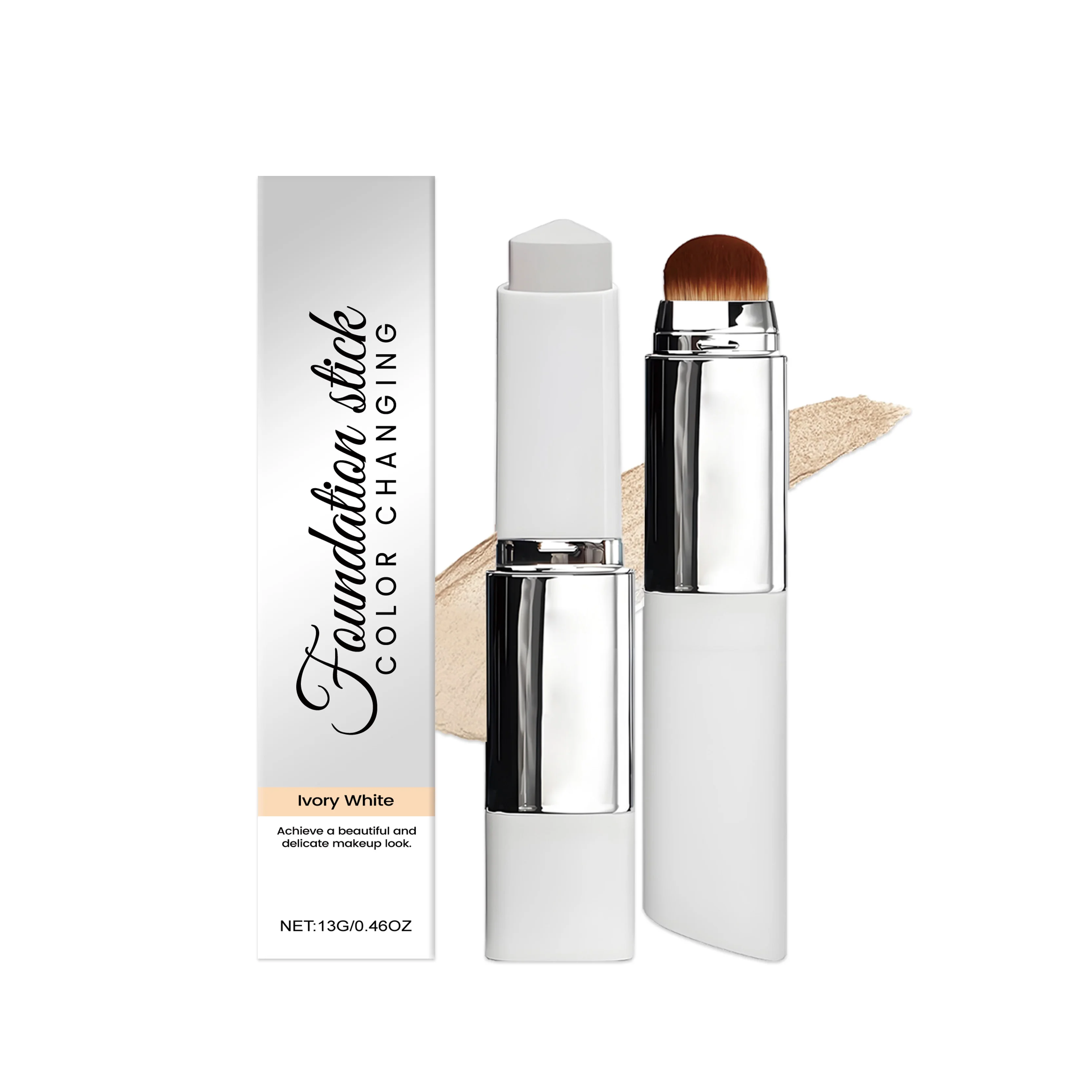 

Ivory White Two-In-One Color-Changing Foundation Stick Light Moisturizing, Nourishing Matte Clear And Natural Makeup Effect