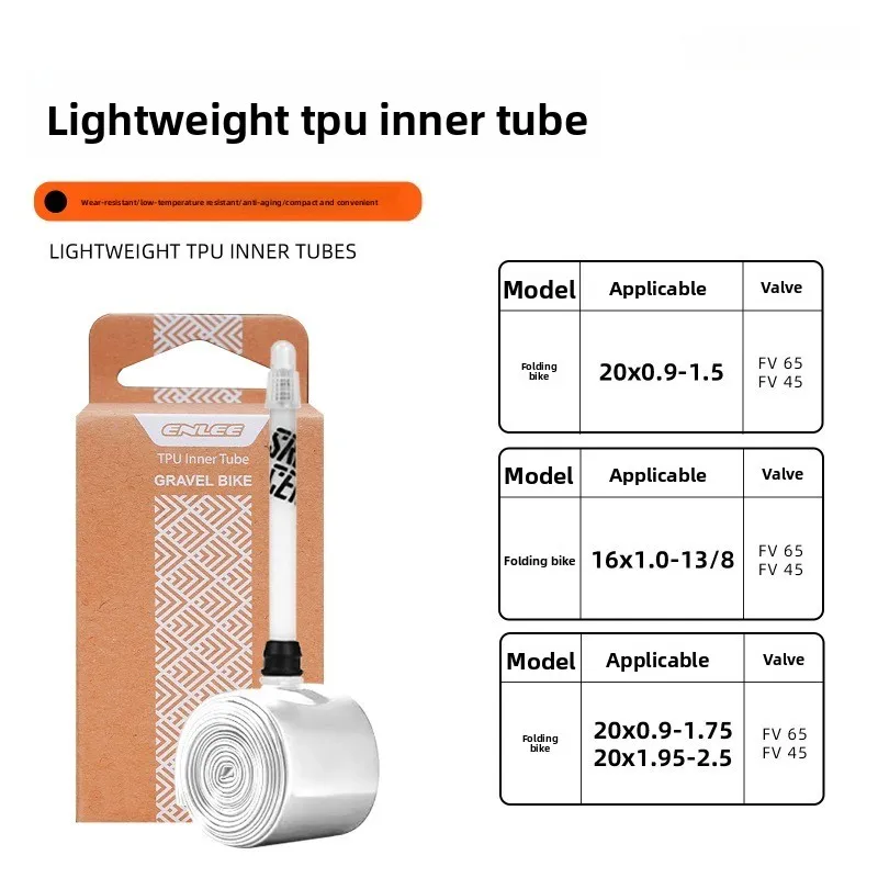 ENLEE 16/20 Inch TPU Bike Inner Tube 349/406/451 FV 45mm Lightweight For Folding Bicycle