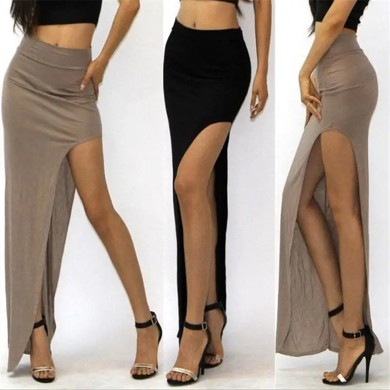 

High Waist Long Maxi Skirts with Open Side Split Street Sle Women's Faion mid Waist Other 00% Material ort Skirt