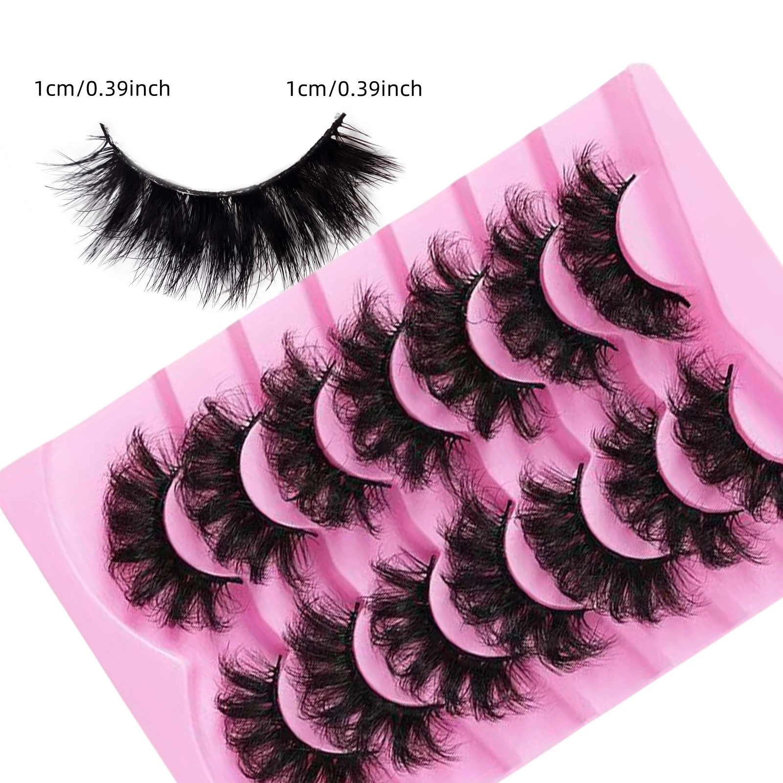 유럽 및 미국 스타일 폭발적인 헤어스타일 아시안 컬 데일리용 일체형 큰 눈 검정색 스템 인조 속눈썹 7쌍