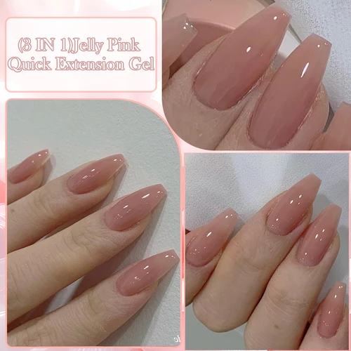 Imagen 2 del producto LILYCUTE 7ML Jelly Pink Peach esmalte de uñas de Gel de extensión rápida Color transparente desnudo Gel de construcción con Base de goma para prolongar los dedos